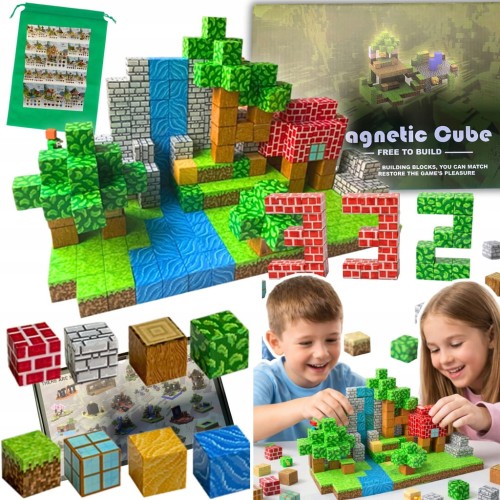 Klocki magnetyczne Minecraft XXL 332 szt. konstrukcyjne sześciany kostki