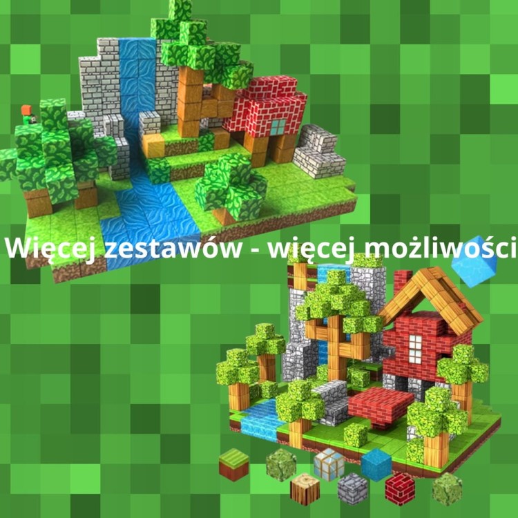 Klocki magnetyczne Minecraft XXL 332 szt. konstrukcyjne sześciany kostki