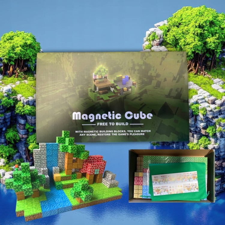 Klocki magnetyczne Minecraft XXL 332 szt. konstrukcyjne sześciany kostki