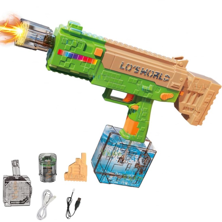 Pistolet na wodę Minecraft pixel elektryczny dla dzieci święcący led na USB