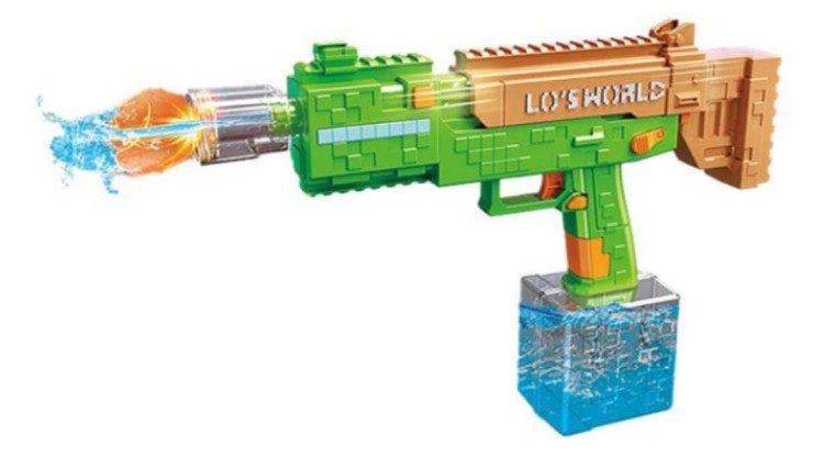 Pistolet na wodę Minecraft pixel elektryczny dla dzieci święcący led na USB