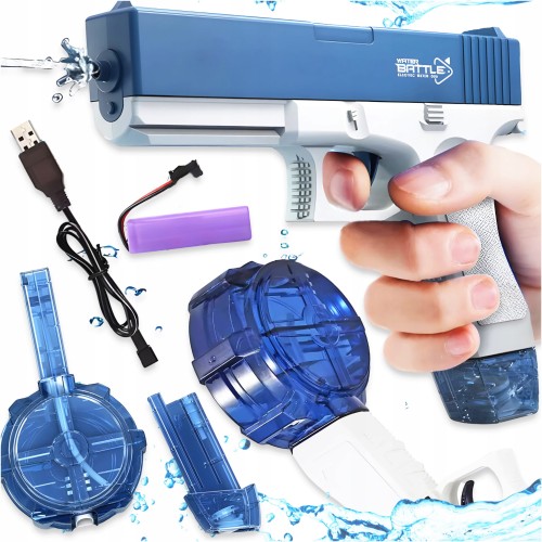 Pistolet na wodę automat elektryczny dla dzieci akumulator USB 2 zbiorniki