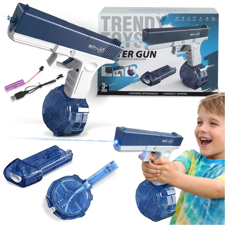 Pistolet na wodę automat elektryczny dla dzieci akumulator USB 2 zbiorniki