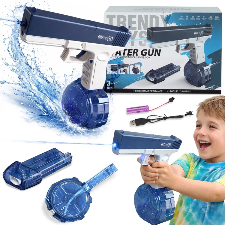 Pistolet na wodę automat elektryczny dla dzieci akumulator USB 2 zbiorniki