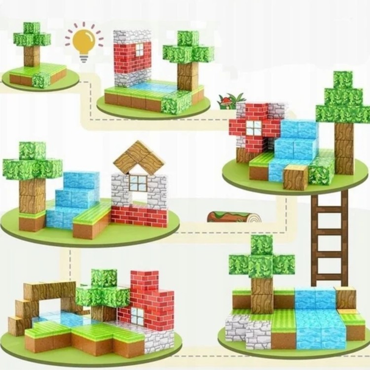 Klocki magnetyczne Minecraft XXL 292szt. konstrukcyjne sześciany kostki