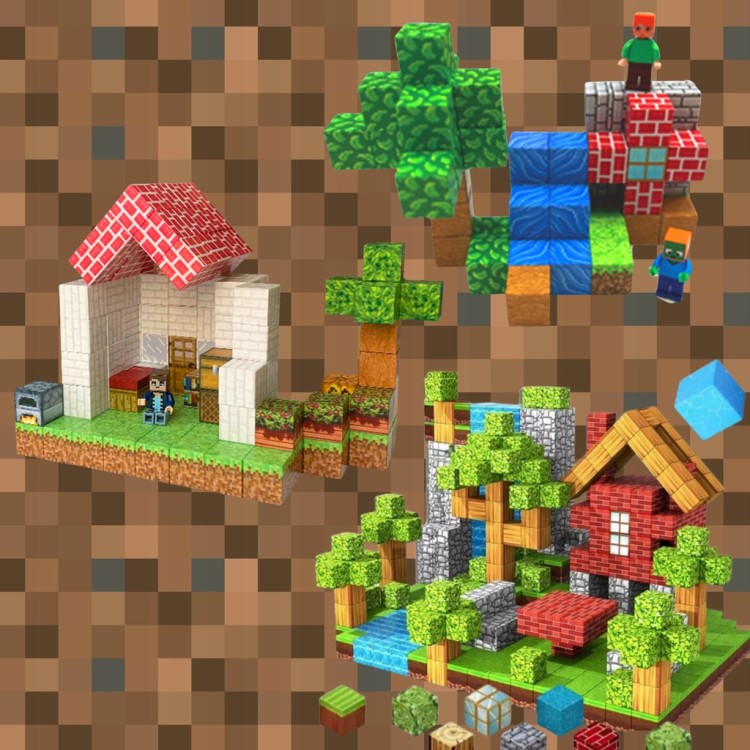 Klocki magnetyczne Minecraft 125szt. konstrukcyjne sześciany kostki PREZENT