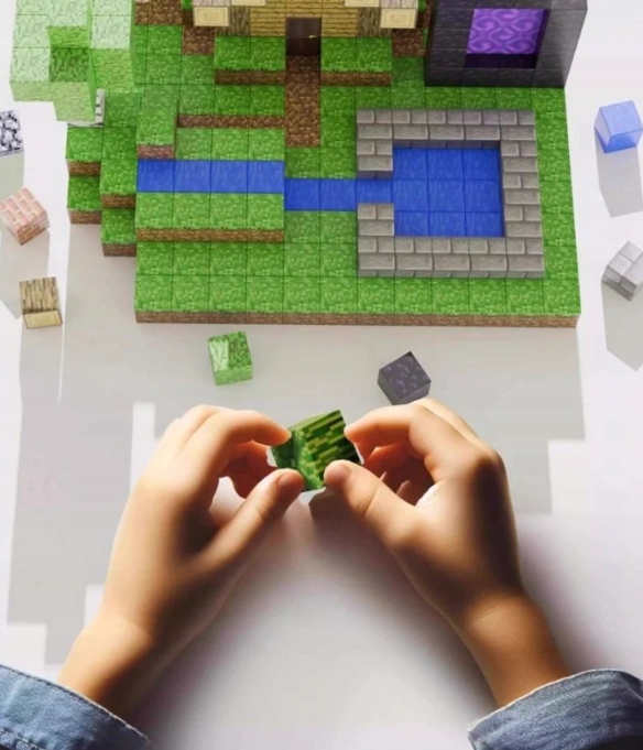 Klocki magnetyczne Minecraft 128szt. konstrukcyjne sześciany + 4 FIGURKI