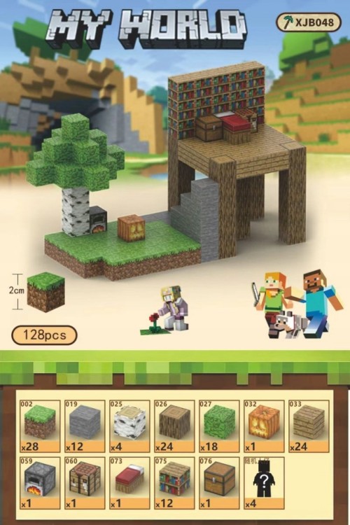 Klocki magnetyczne Minecraft 128szt. konstrukcyjne sześciany + 4 FIGURKI